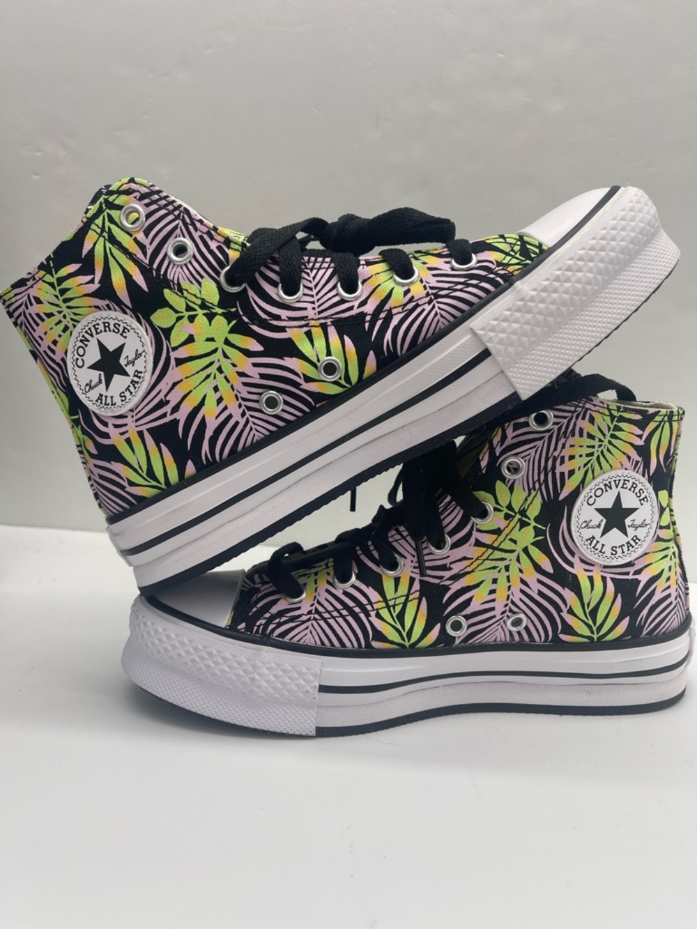 Converse WMNS CTAS EVA Lift Hi A01201C Blk/Pink Foam/Lime Rave Platform Sneakers - Picture 11 of 16